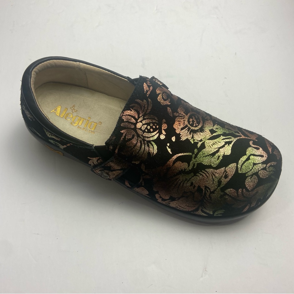 Alegria Comfort Walking Clog Kar-557x Size 40 Eu 9.5 Us Copper Flowers Leather